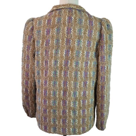 Donnkenny Tan Pink Lavender Lambswool Blend Lined Puff Princess Sleeve Jacket M - Picture 3 of 6